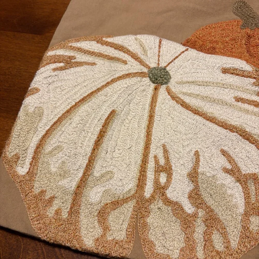 Pottery Barn accent pillowcase fall autumn pumpkin tan cotton 16x26